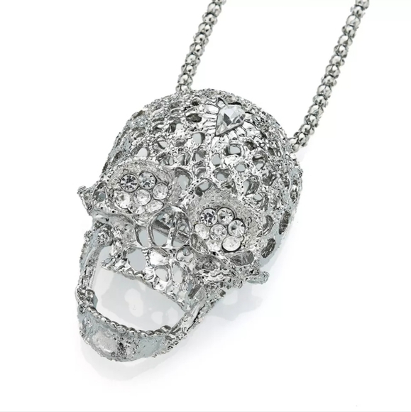 Choose your color gold Chrome or silver crystal 3rd eye skull necklace - Picture 8 of 16